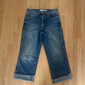 AMO Boyfriend Crop Jeans in Washed Blue Denim Size 26